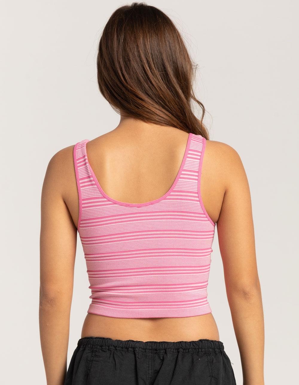 FULL TILT Seamless Striped V-Neck Womens Tank Top - BLACK Product Image