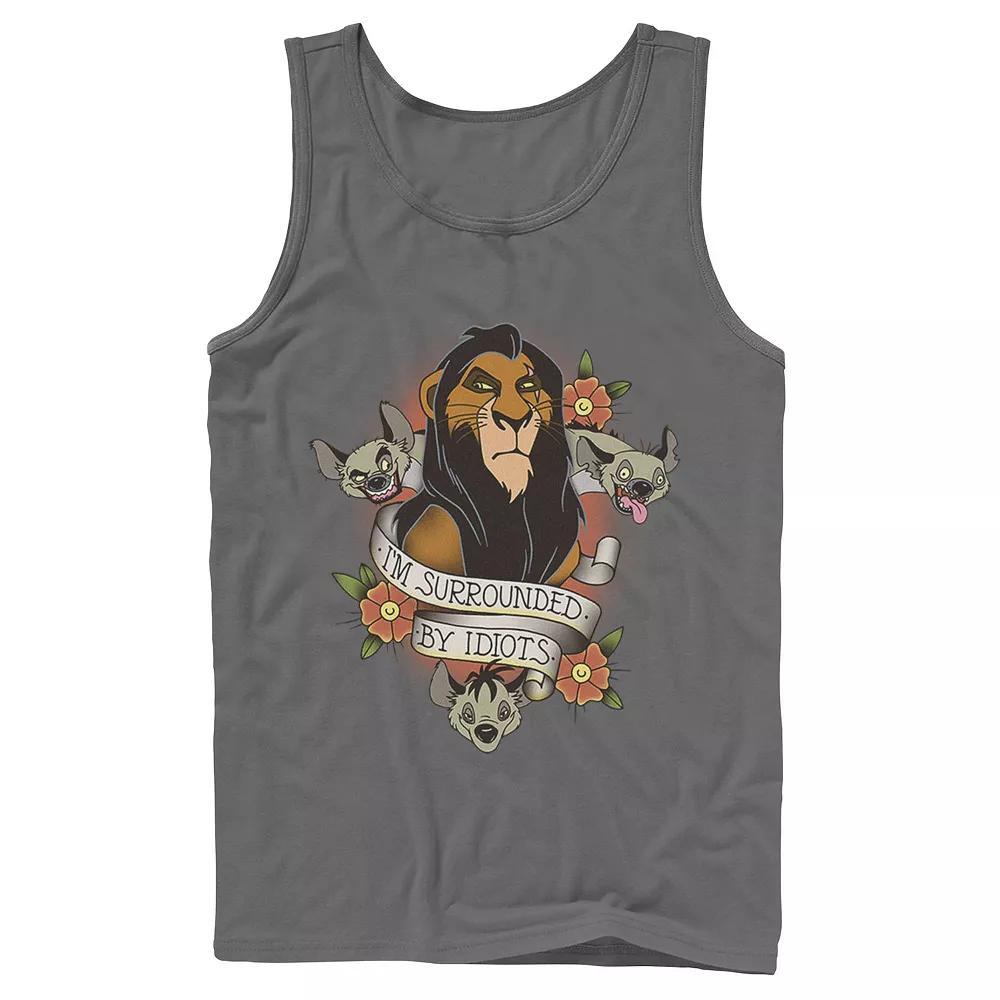 Disney's The Lion King Scar With Hyenas Men's Surrounded By Idiots Tank Top, Size: XL, Grey Product Image