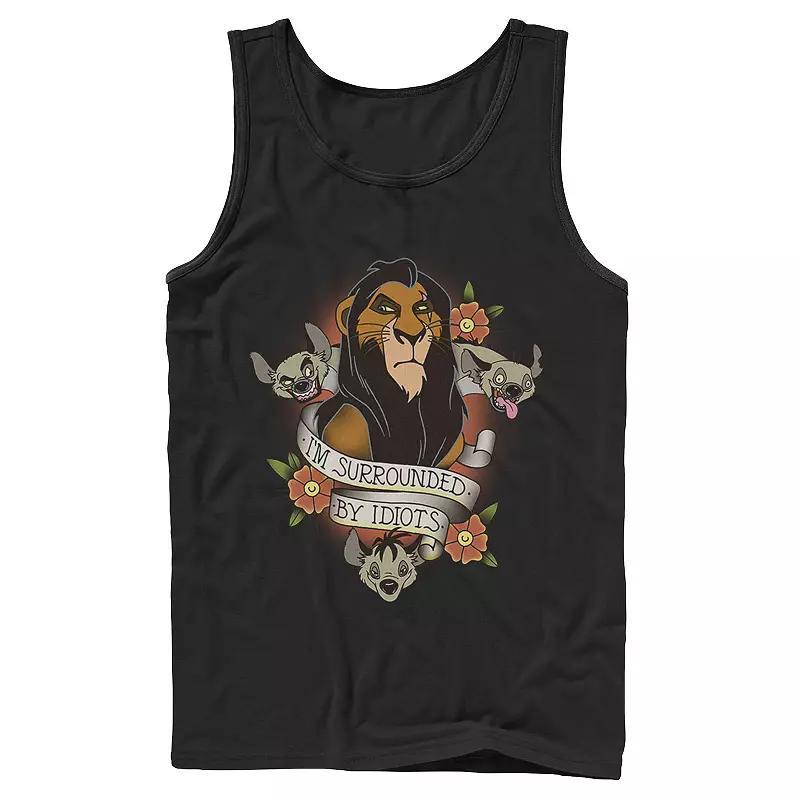 Disney's The Lion King Scar With Hyenas Men's Surrounded By Idiots Tank Top, Size: Large, Athletic Grey Product Image