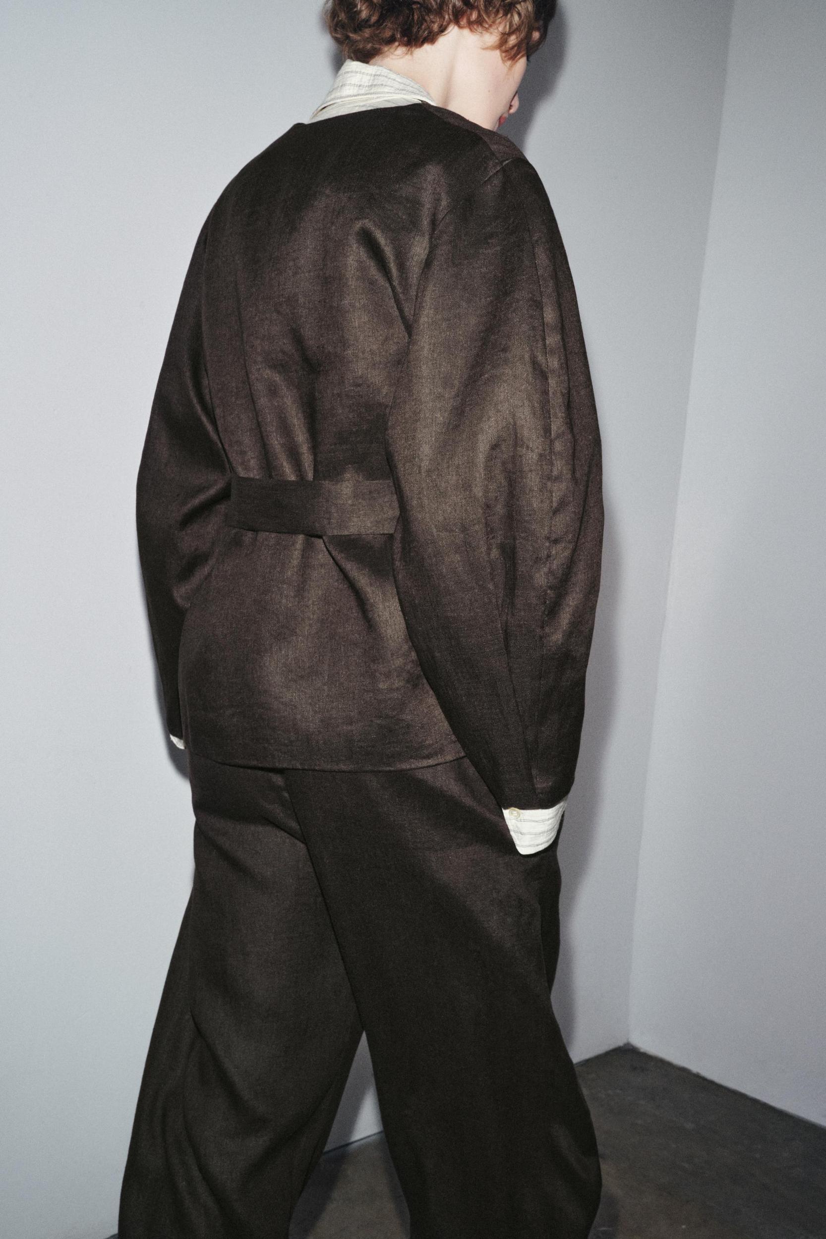 ZW COLLECTION LINEN BELTED KIMONO Product Image