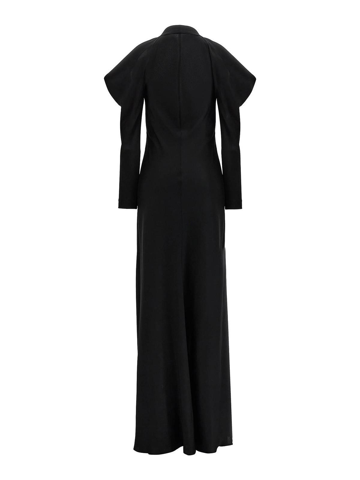 ALBERTA FERRETTI Long Satin Dress In Black Product Image