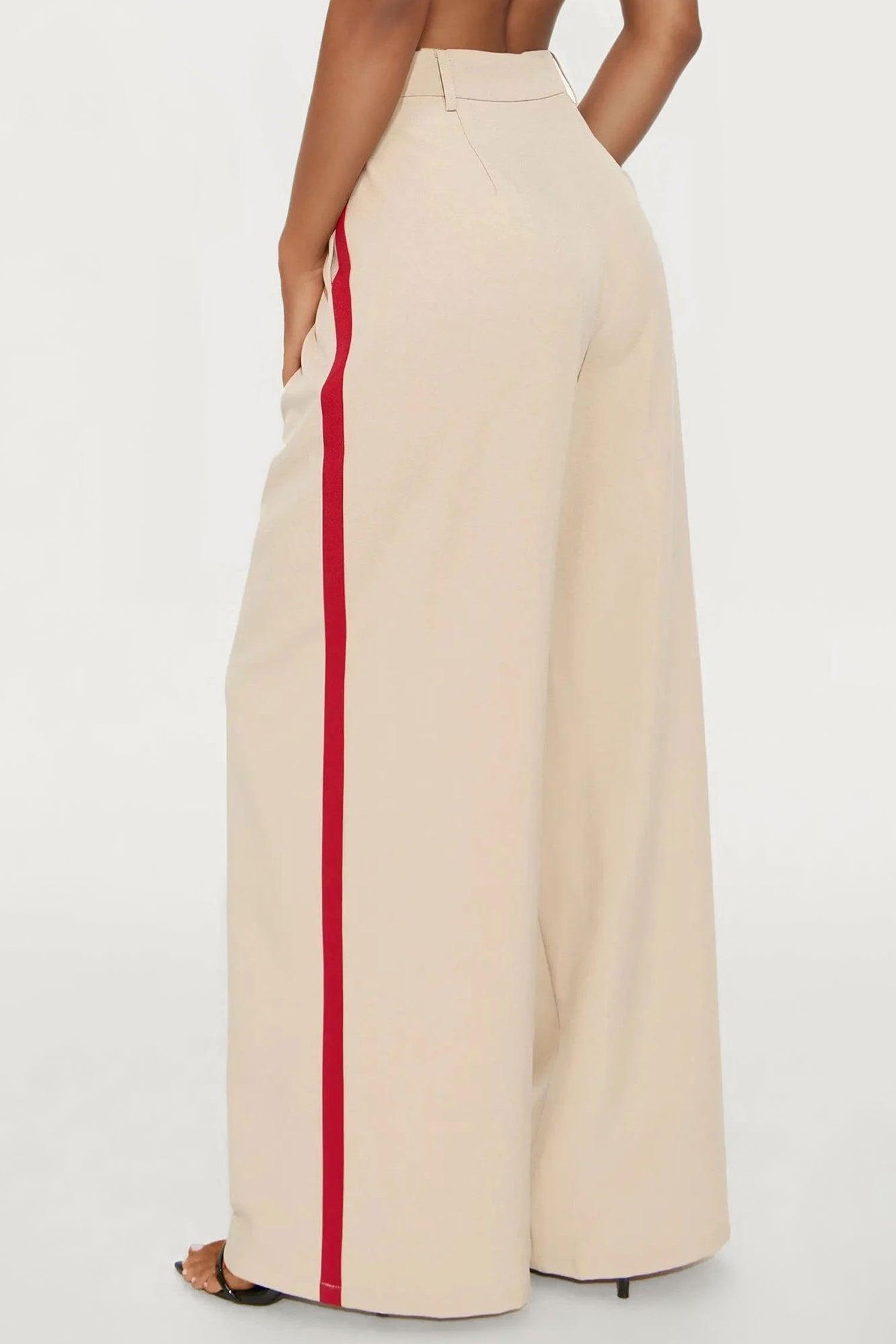 Dylan Wide Leg Trouser Pants - Taupe/combo Product Image