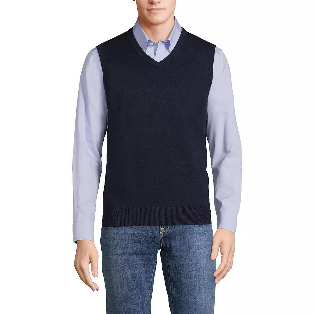 Big & Tall Lands' End Fine Gauge Cotton Vest, Men's, Size: Medium Tall, Radiant Blue Product Image