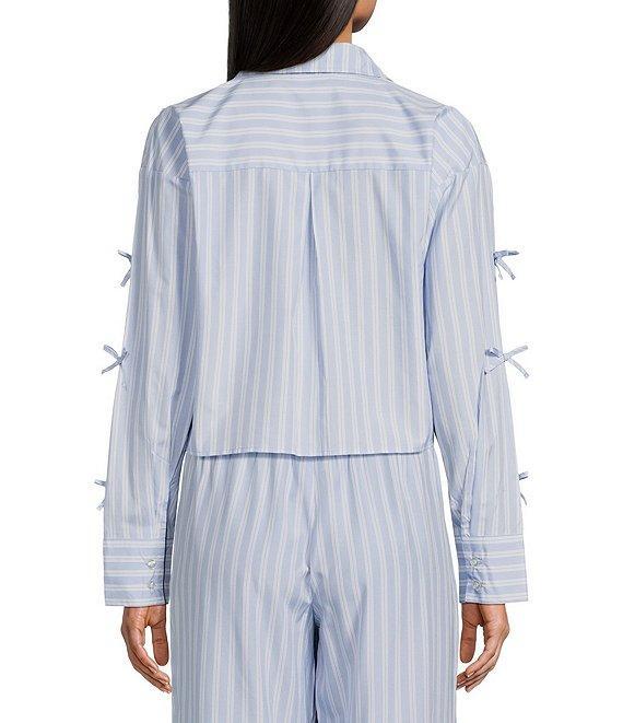GB Woven Long Sleeve Bow Button-Front Top Product Image