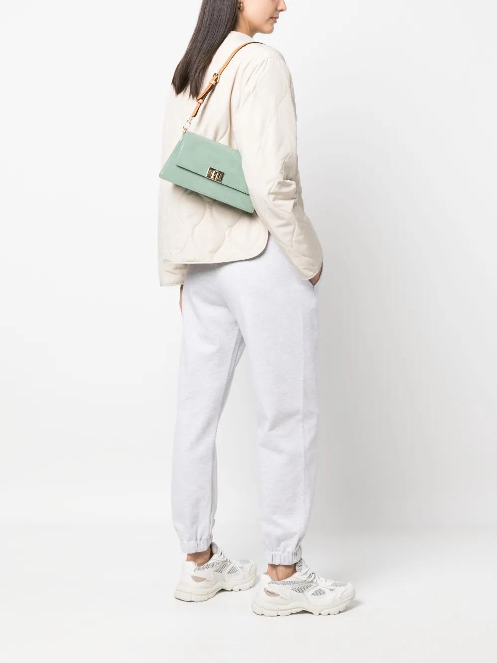 FURLA Small Zoe Leather Shoulder Bag In Grün Product Image
