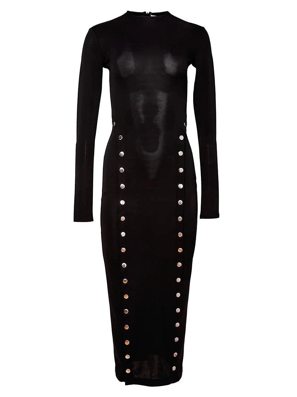 fleur du mal Midi Dress With Side Snaps Black. (also in XS). Product Image