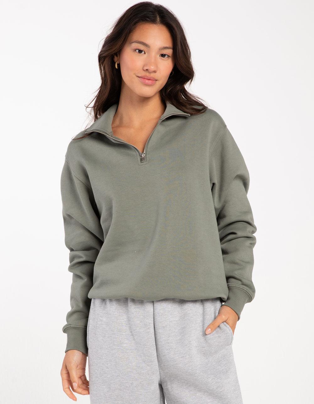 TILLYS Quarter Zip Womens Sweatshirt - BLUE Product Image