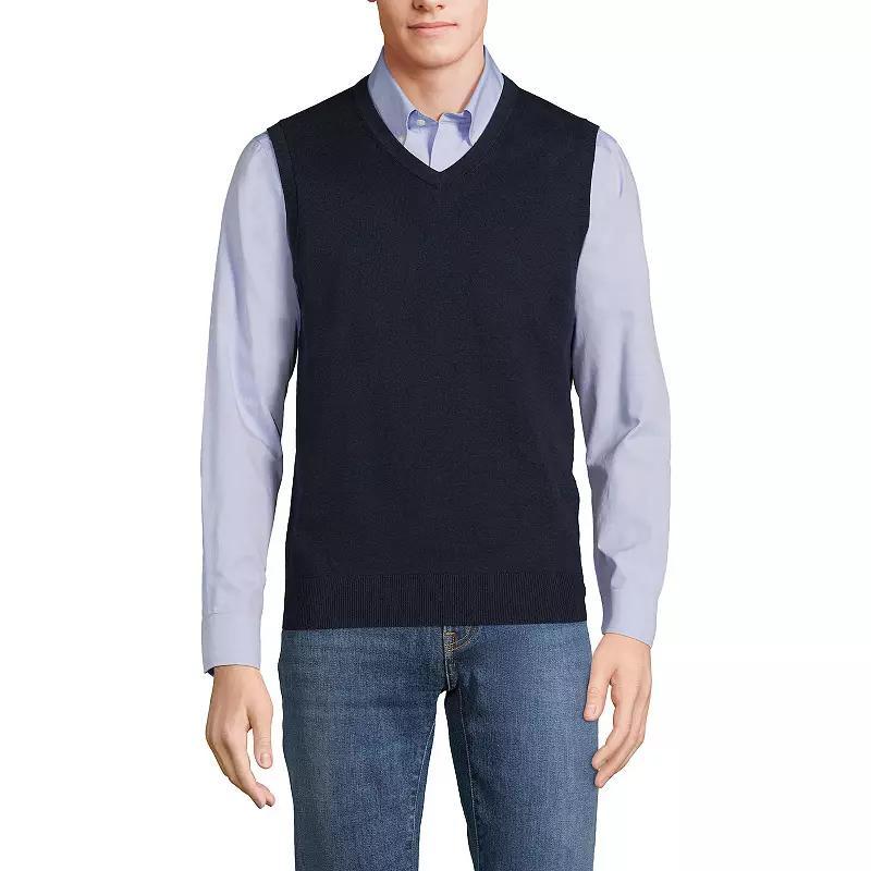 Big & Tall Lands' End Fine Gauge Cotton Vest, Men's, Size: Medium Tall, Radiant Blue Product Image