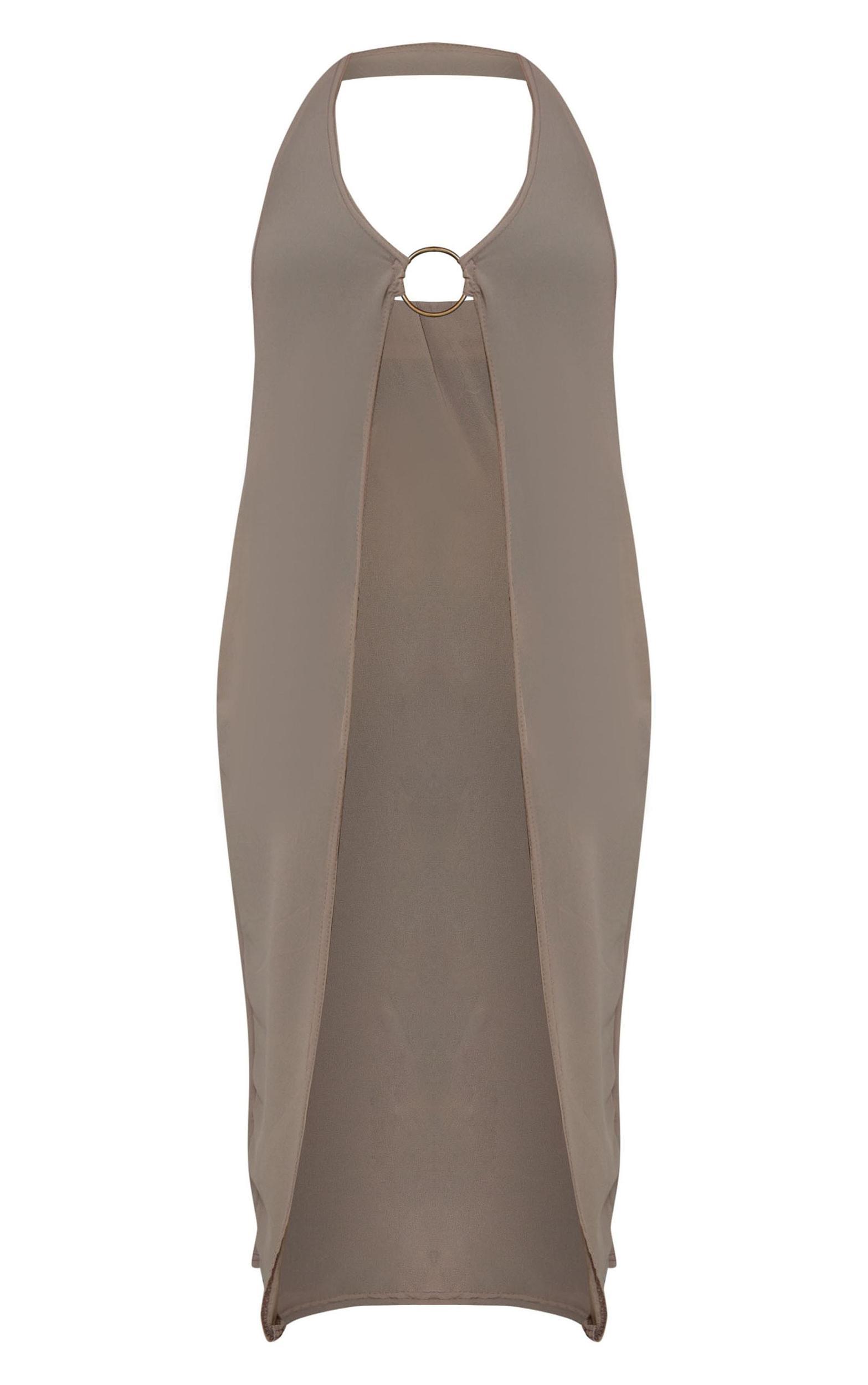 Stone Plunge Chiffon Gold Trim Detail Long Top Product Image