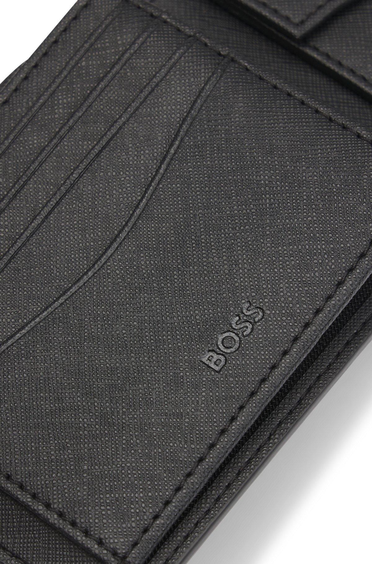 BOSS - Structured trifold wallet with monogram pattern - Black Product Image