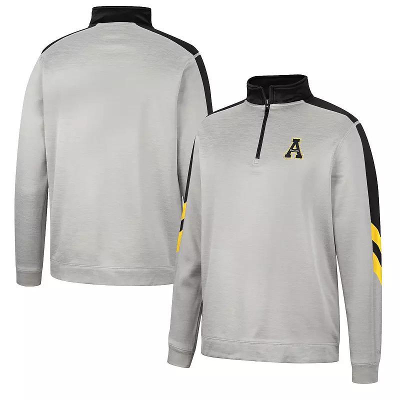 Mens Colosseum Gray/Black Appalachian State Mountaineers Bushwood Fleece Quarter-Zip Jacket Product Image