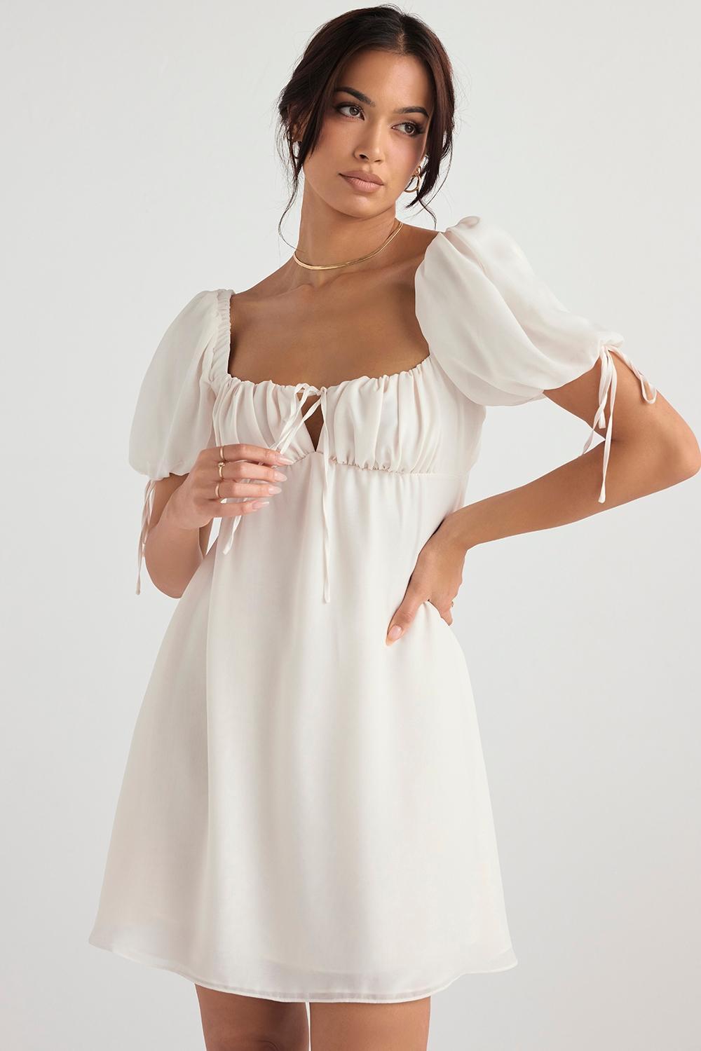 Princess Ivory Georgette Mini Dress Product Image