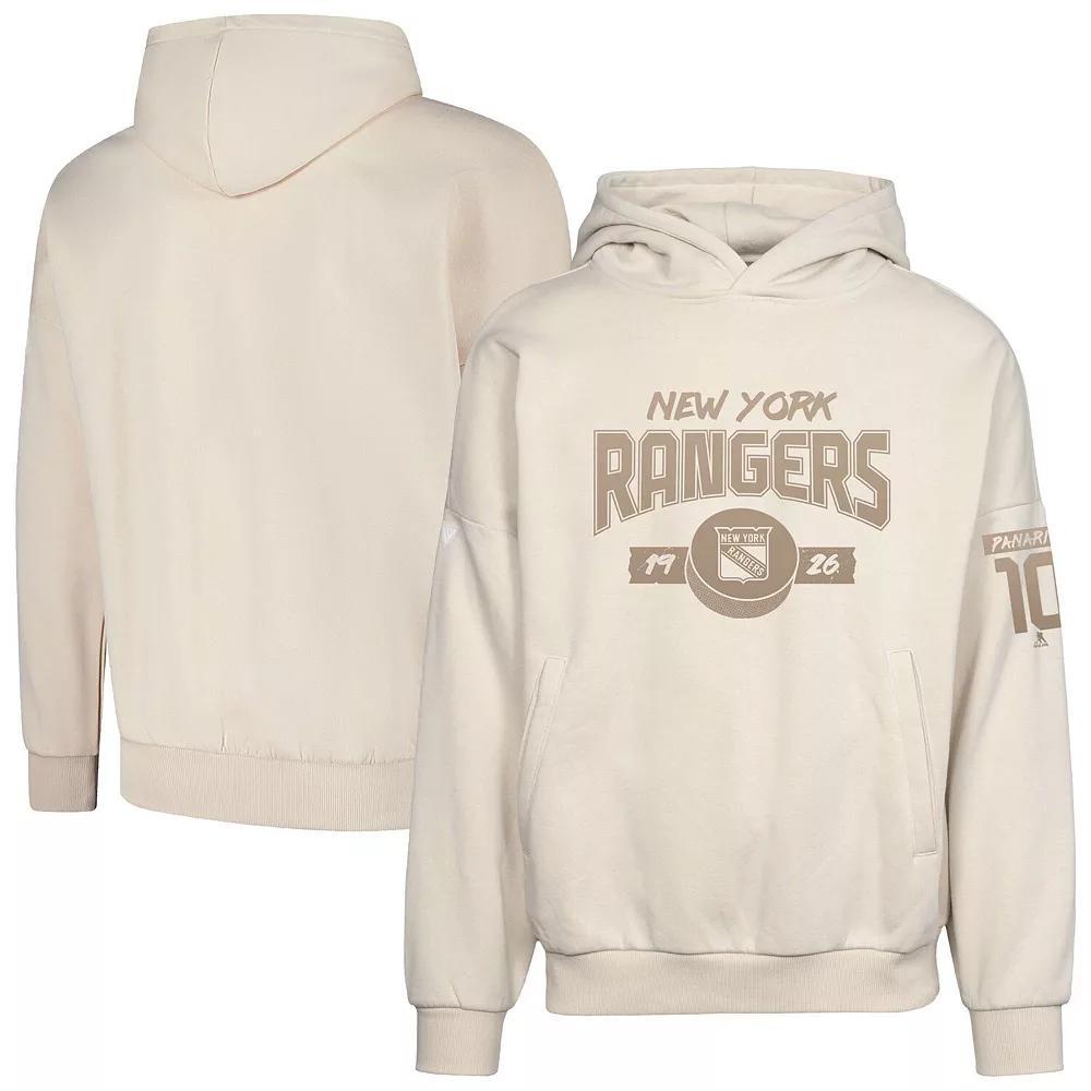 Mens Levelwear Artemi Panarin Khaki New York Rangers Oversized Contact Name & Number Pullover Hoodie Product Image