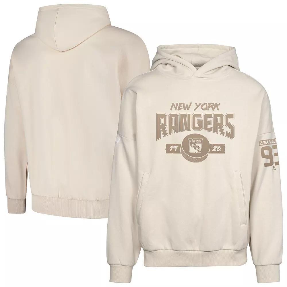 Men's Levelwear Mika Zibanejad Khaki New York Rangers Oversized Contact Name & Number Pullover Hoodie, Size: XL, Ran Beig K Product Image