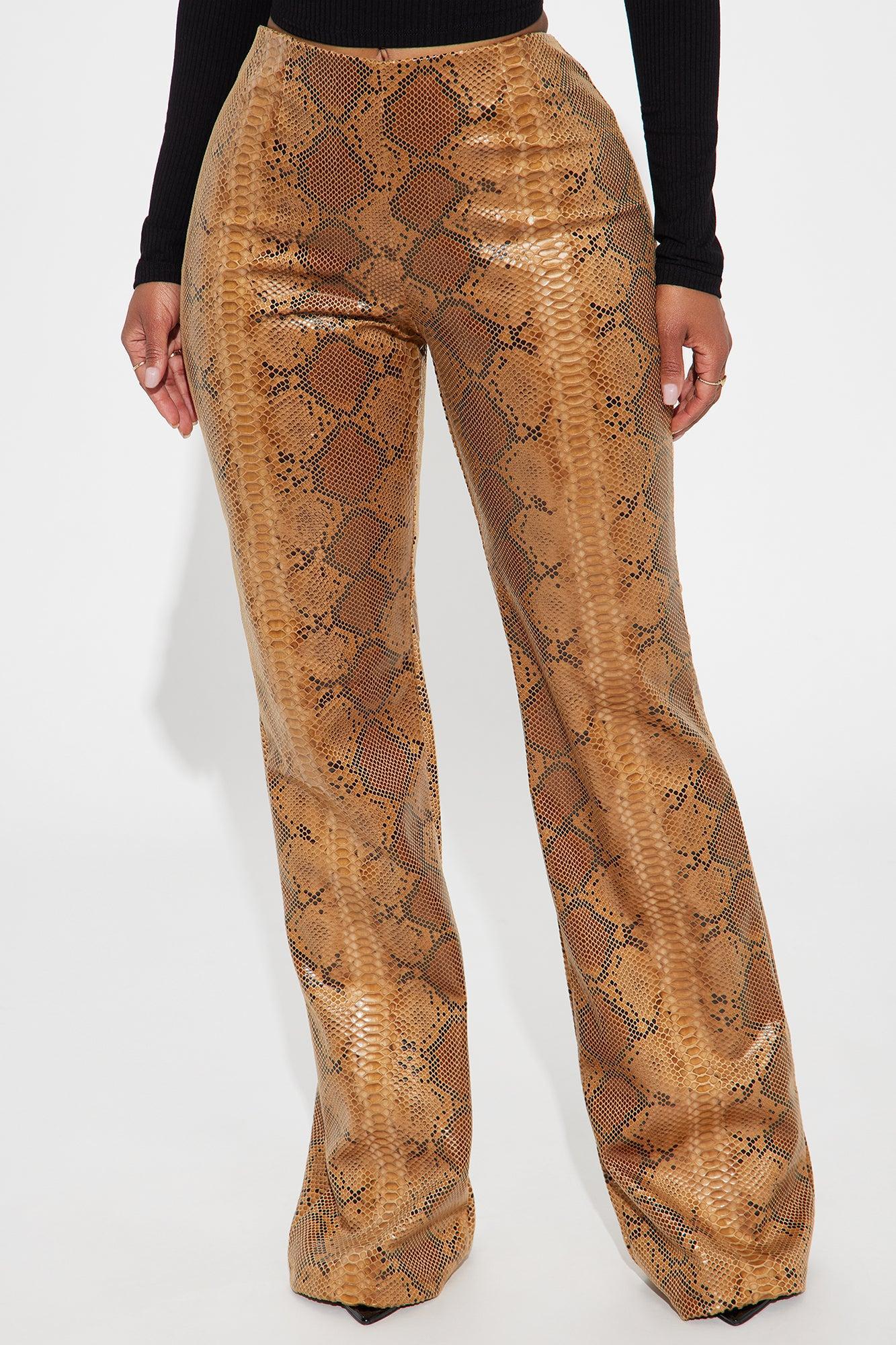 Tune In Patent Faux Leather Pant - Brown Product Image