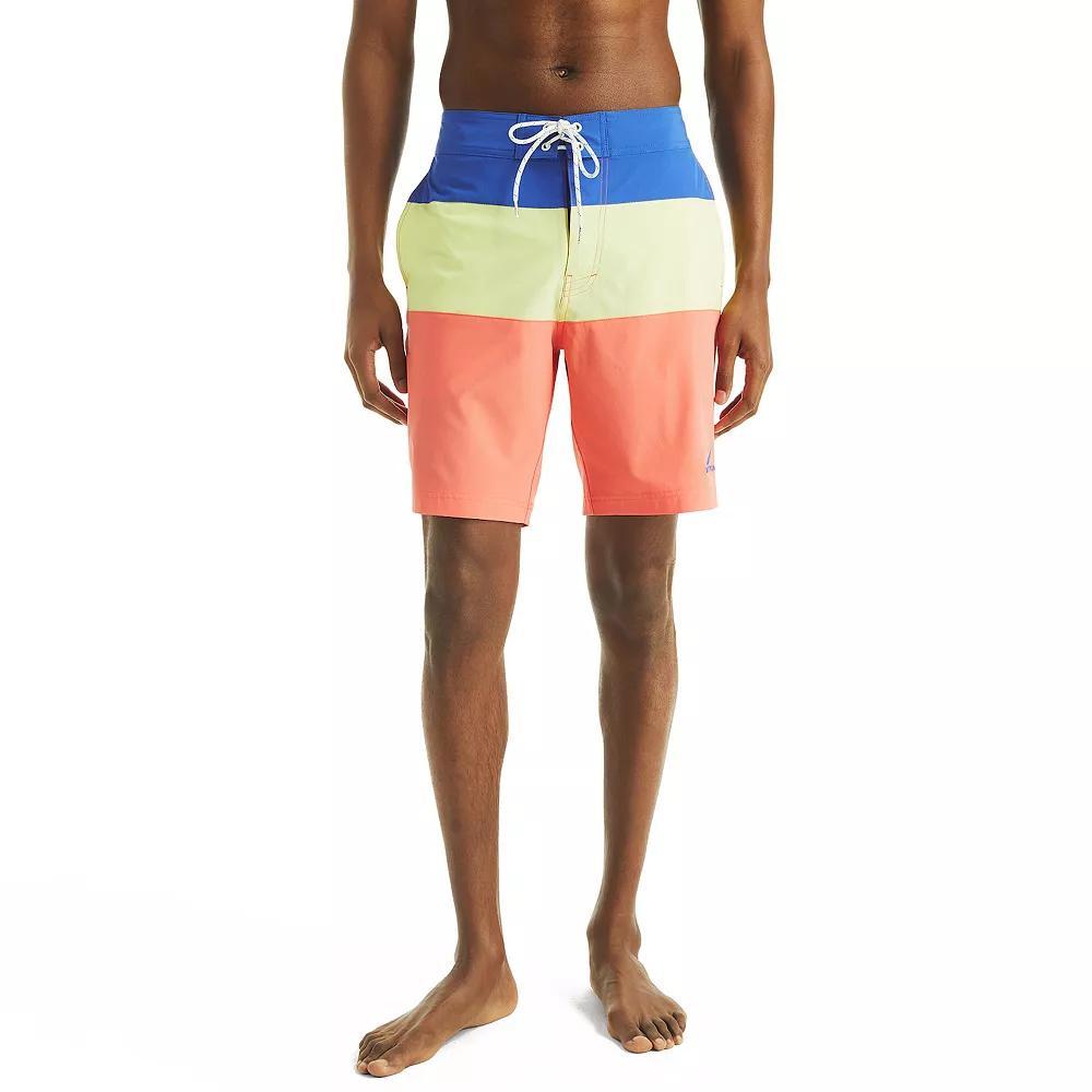Men's Nautica 8.5" Elastic Waist Boardshorts, Size: Large, Blue Yellow Block Product Image