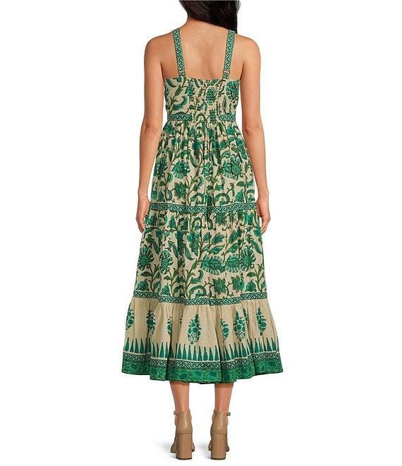Mo Maya Mojo Printed Sweetheart Neckline Sleeveless Bustier Midi Dress Product Image