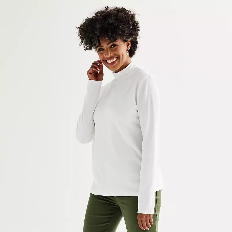 Women's Croft & Barrow® Essential Long-Sleeve Mockneck Top, Size: XS, Black Product Image