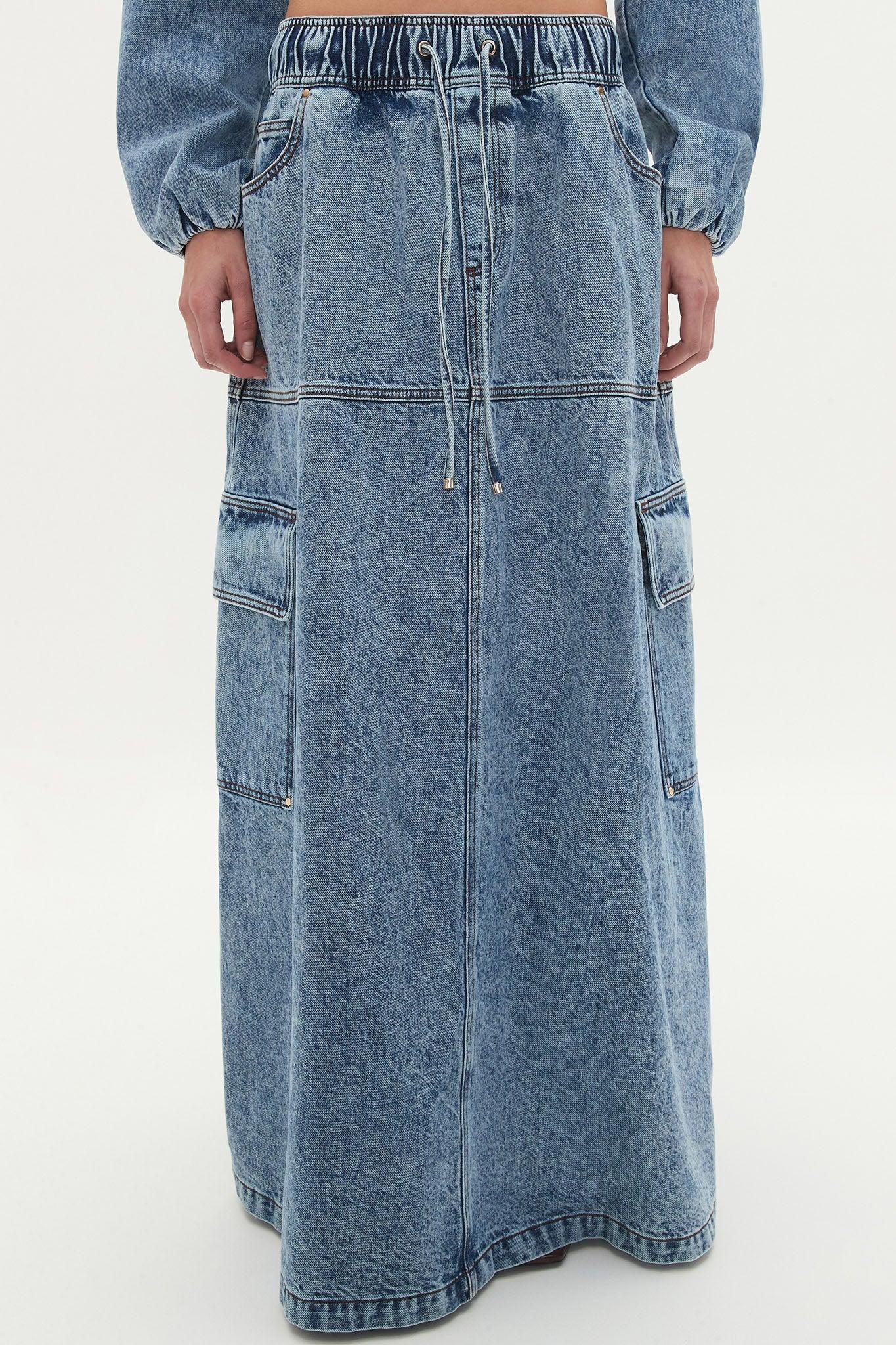 Blues Denim Maxi Skirt Product Image