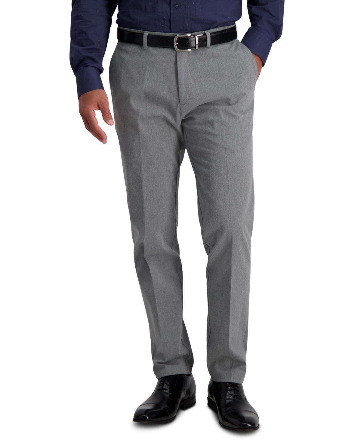 Mens Haggar Iron Free Premium Khaki Slim-Straight Fit Flat Front Perfect Fit Waistband Casual Pant Grey Gray Product Image