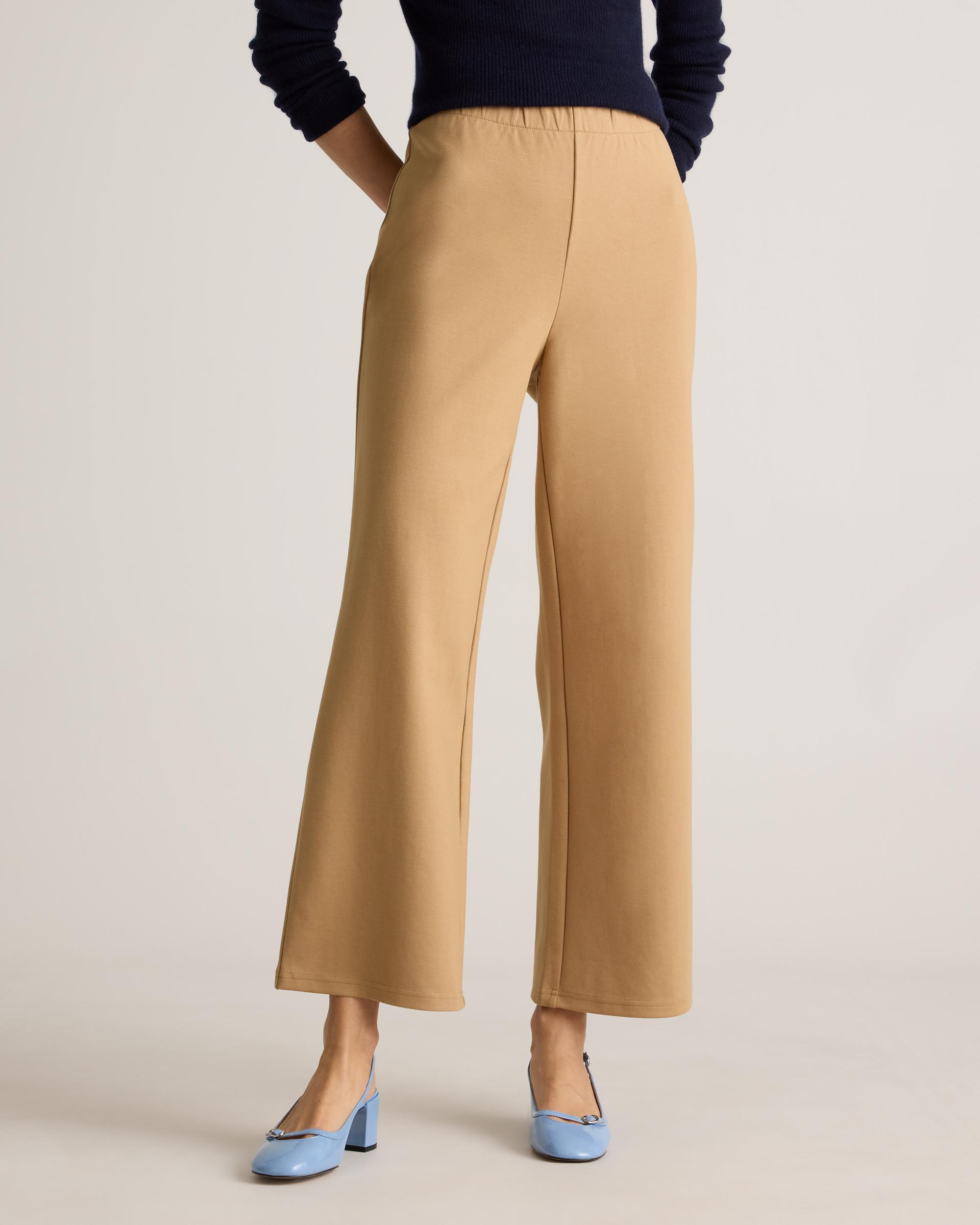 Quince | Women's Double Knit Wide Leg Pants Size XS, Organic Cotton Product Image