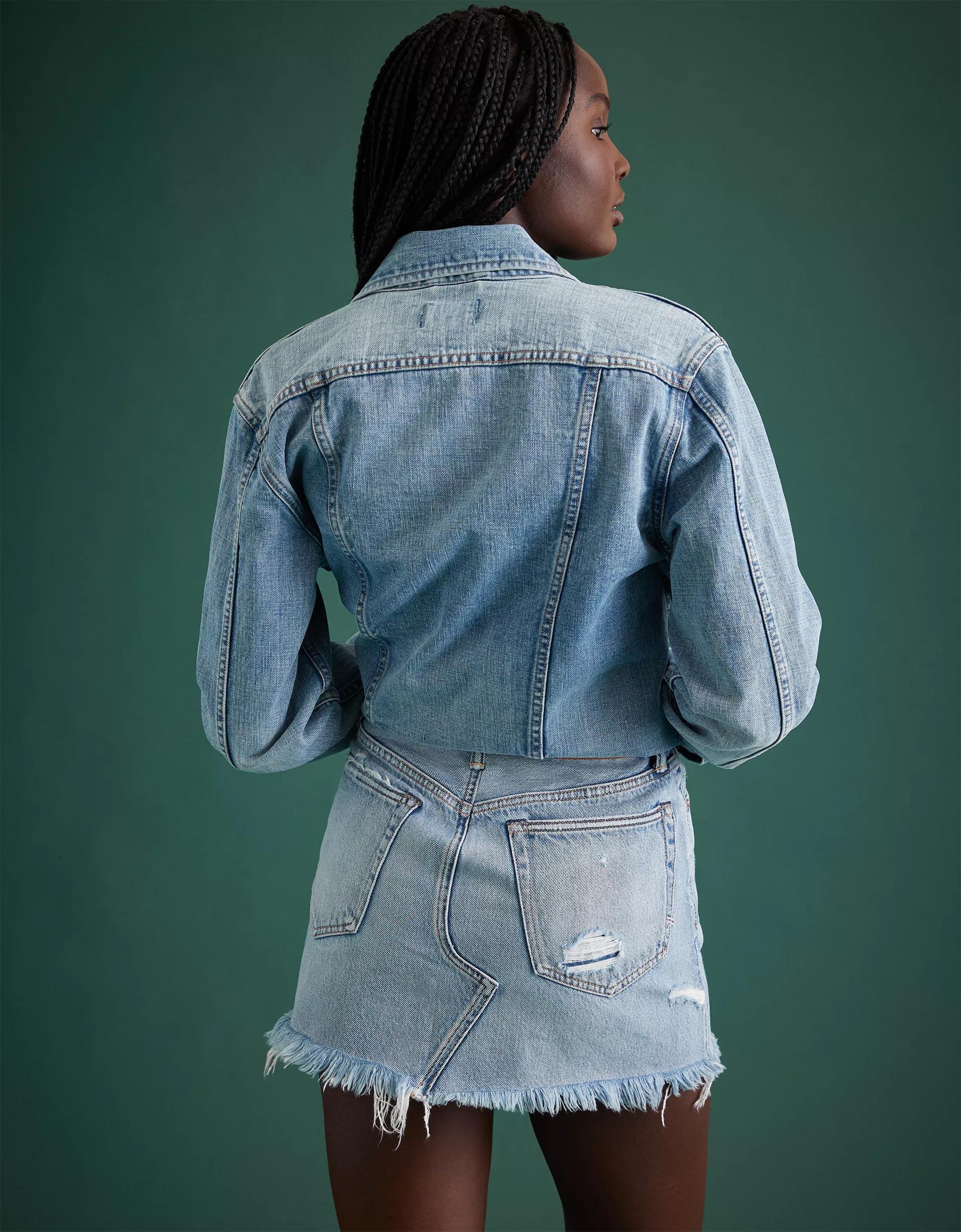 AE77 Premium Denim Mini Skirt Product Image