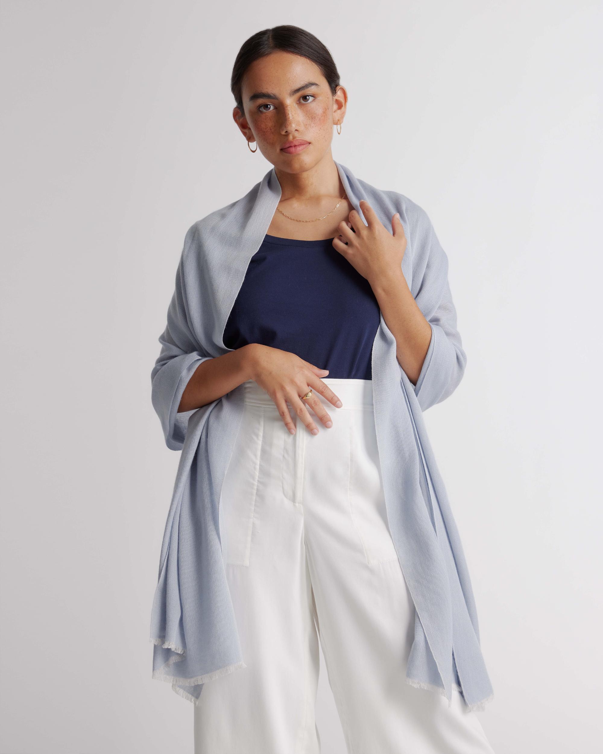 Quince | Women's Featherweight Cashmere Silk Frayed Edge Scarf Product Image