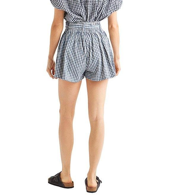 Splendid Gabrielle Crinkle Gingham Front Tie Pull-On Shorts Product Image