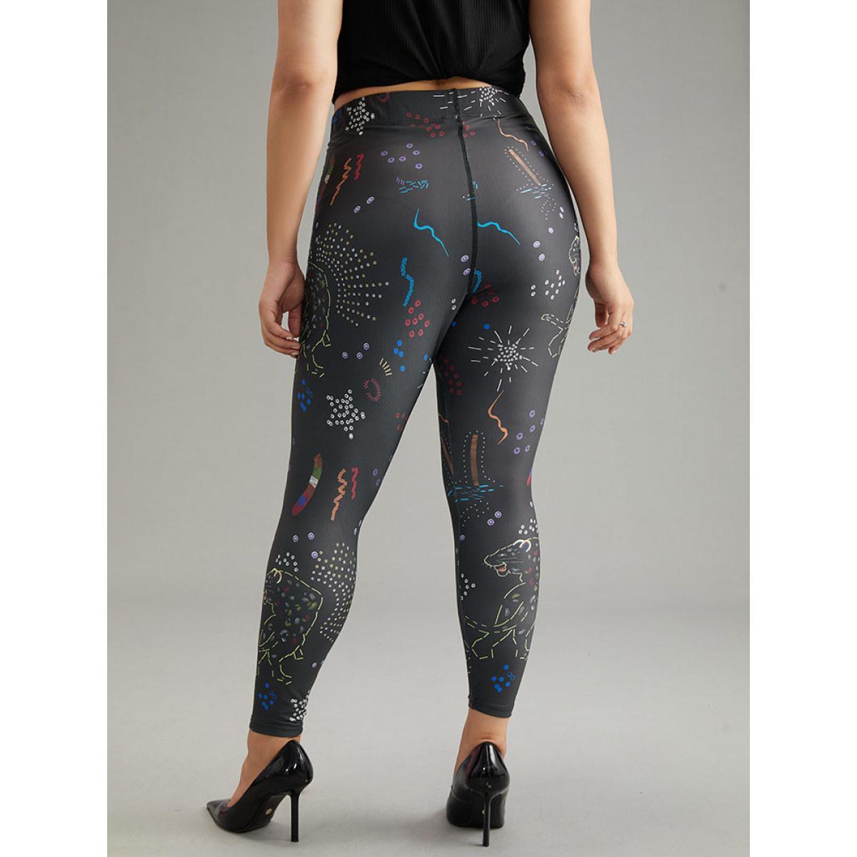 Plus Size Graphic Art & Design Skinny Leggings Women Black Casual High stretch Skinny High Rise Dailywear Leggings BloomChic 26/4X Product Image