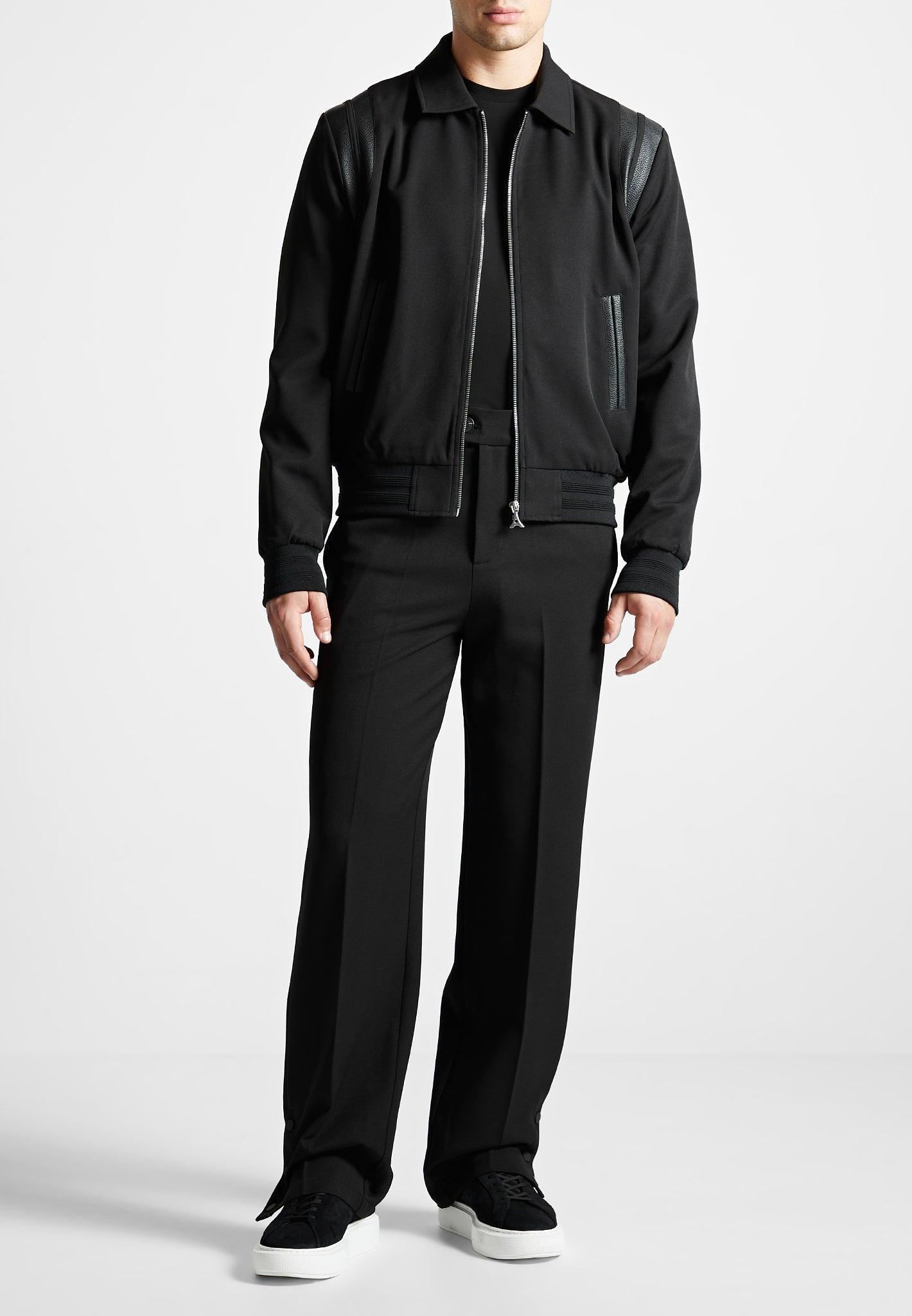 Straight Leg Buttoned Cuff Trousers - Black / Black / MAN2750-01 Product Image