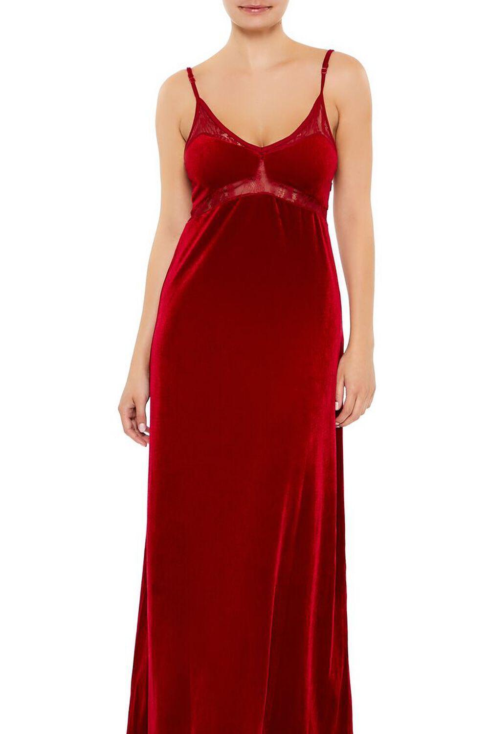 Lace-Trim Velvet Maxi Dress | Forever 21 Product Image