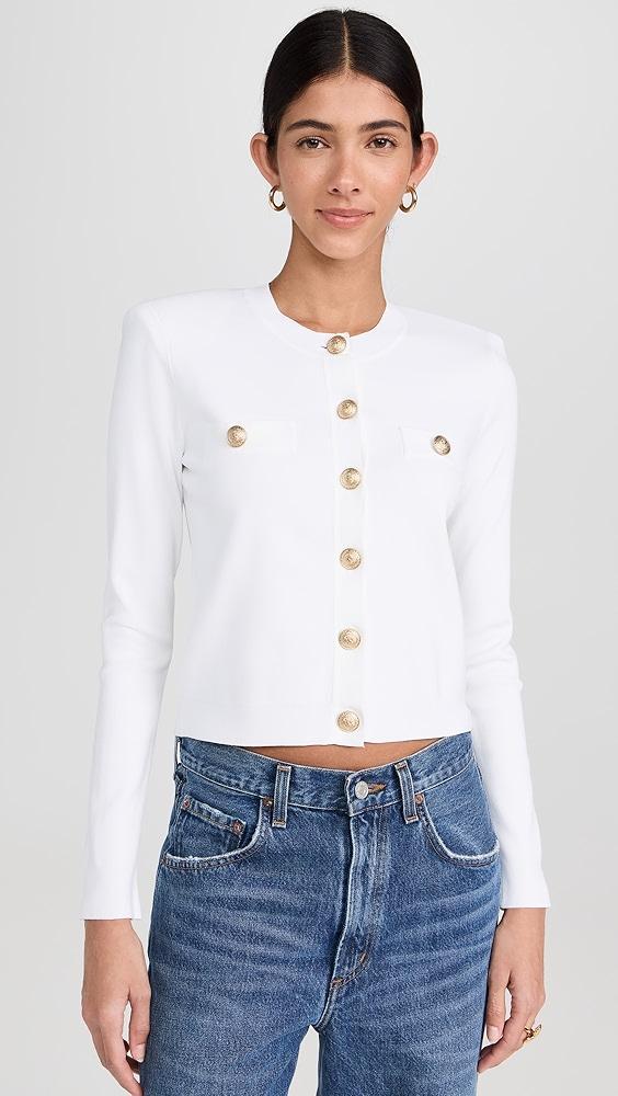 L'AGENCE Toulouse Crop Crew Neck Cardigan | Shopbop Product Image