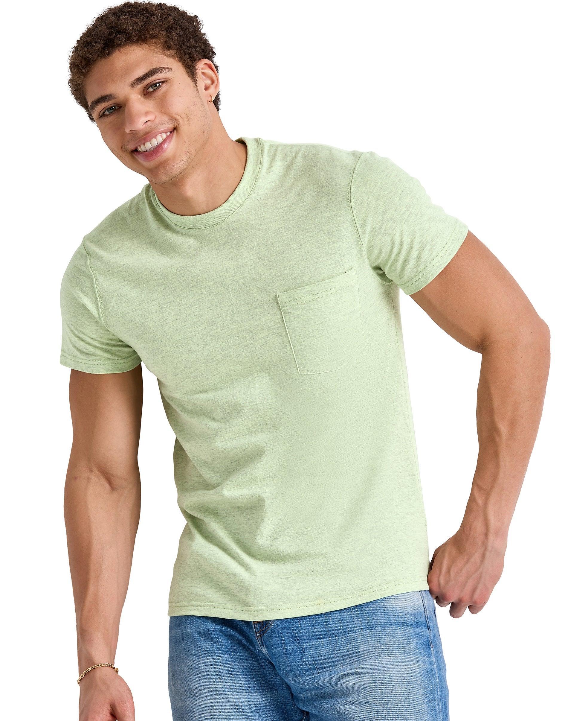Men's Hanes Originals Tri-Blend Jersey Pocket Tee, Size: Small, Equilibrium Green Product Image