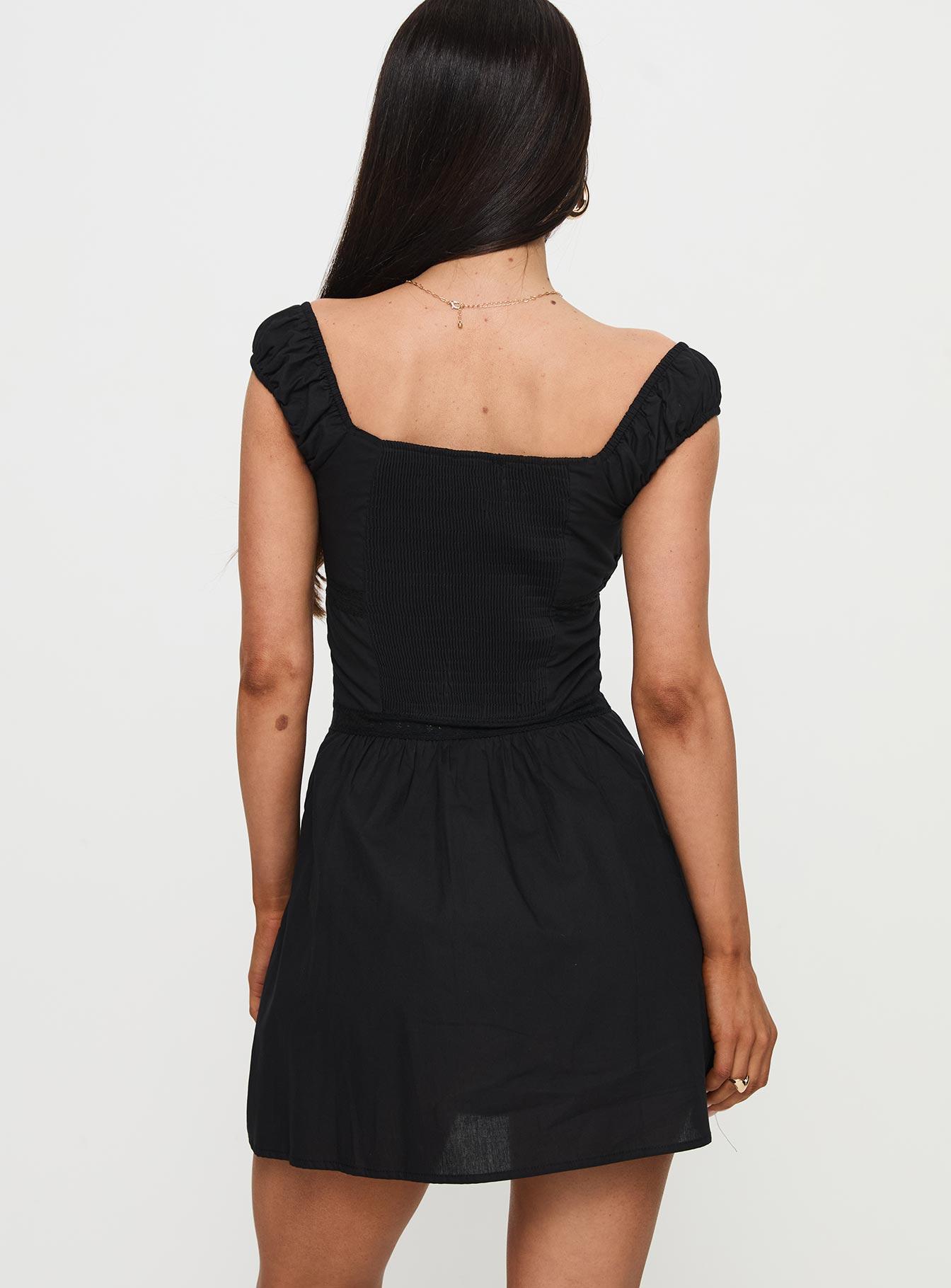 Peonia Lace Mini Dress Black Product Image
