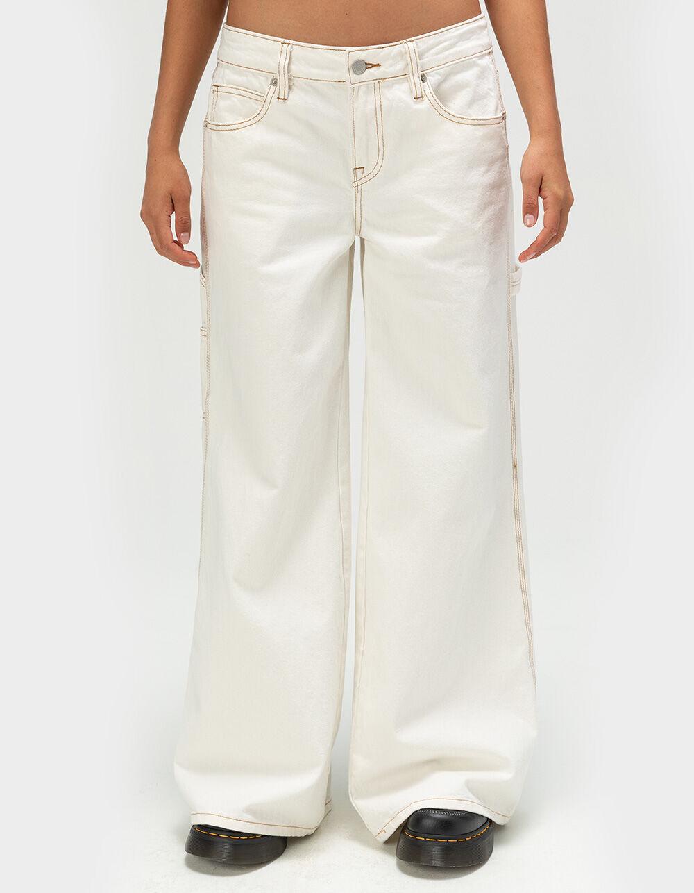 RSQ Womens Low Rise Extreme Baggy Carpenter Jeans - ECRU Product Image