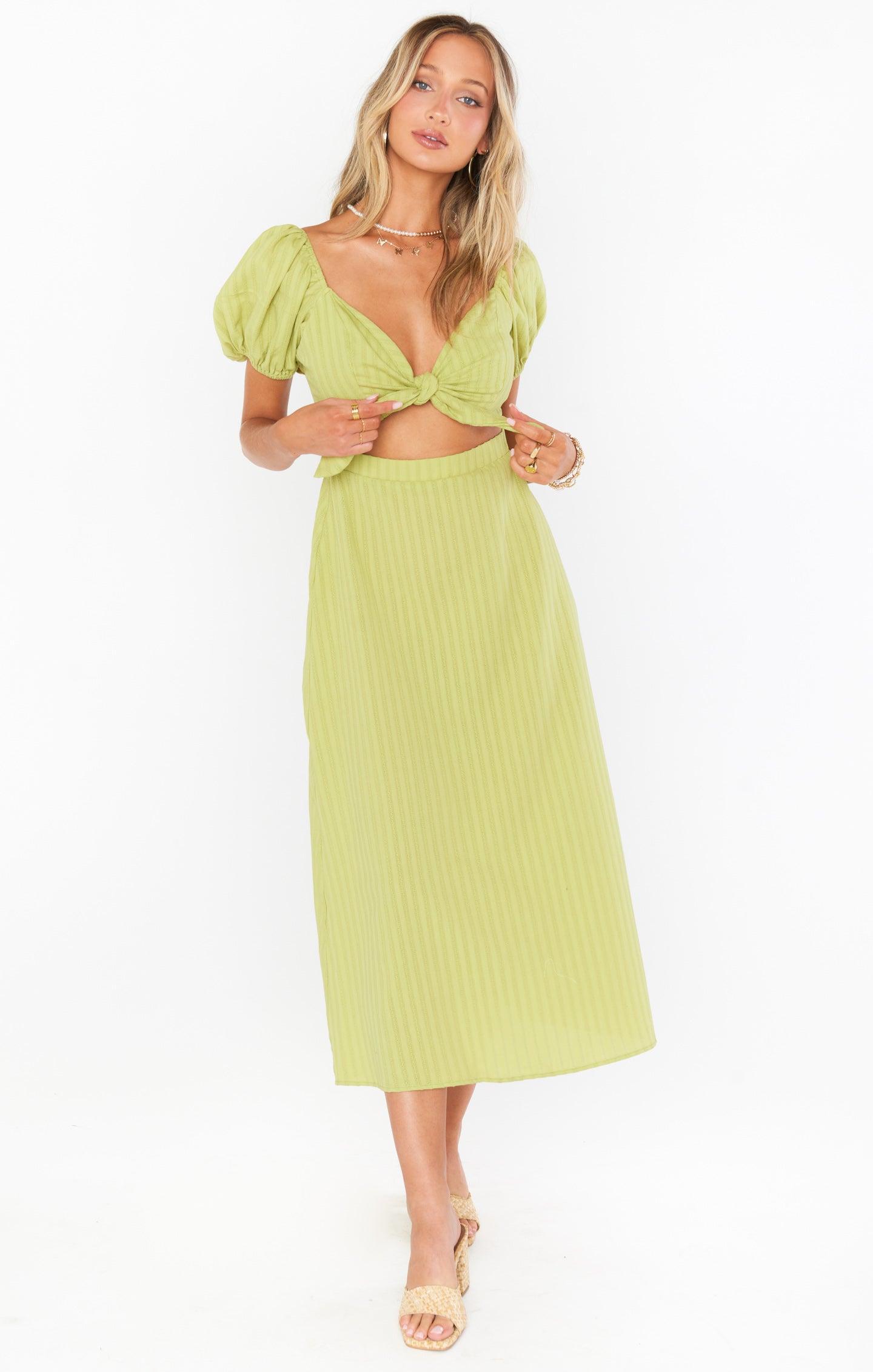 Gabrielle Tie Dress ~ Pear Green Product Image