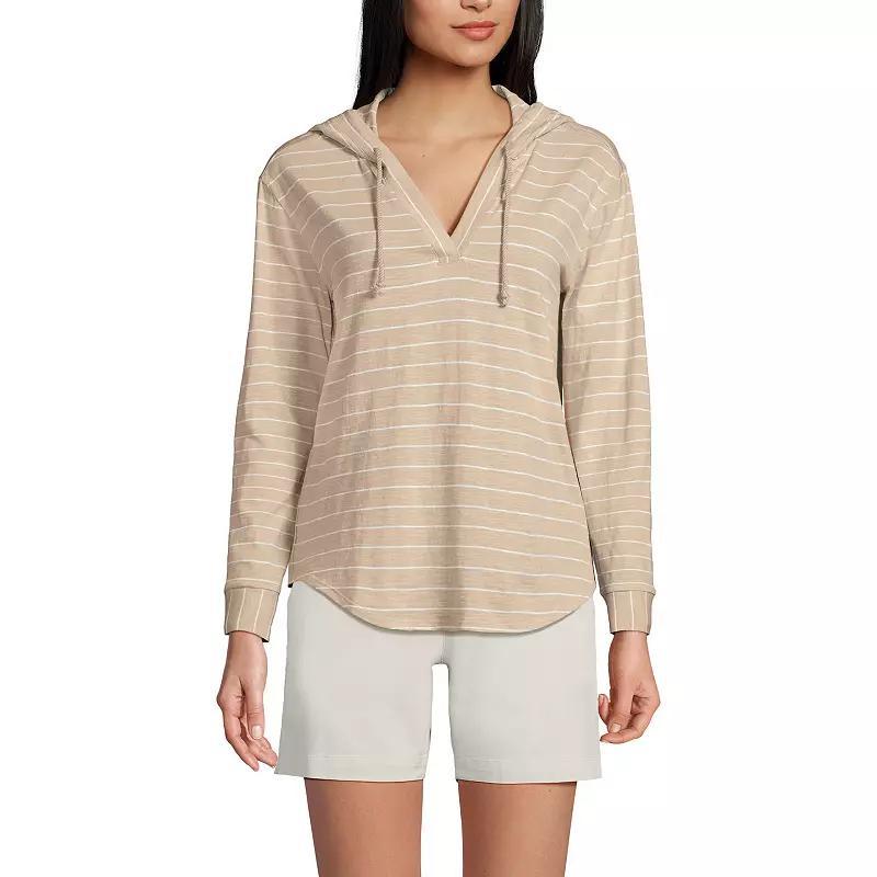 Women's Lands' End Slub Popover Hoodie, Size: XL, White Product Image