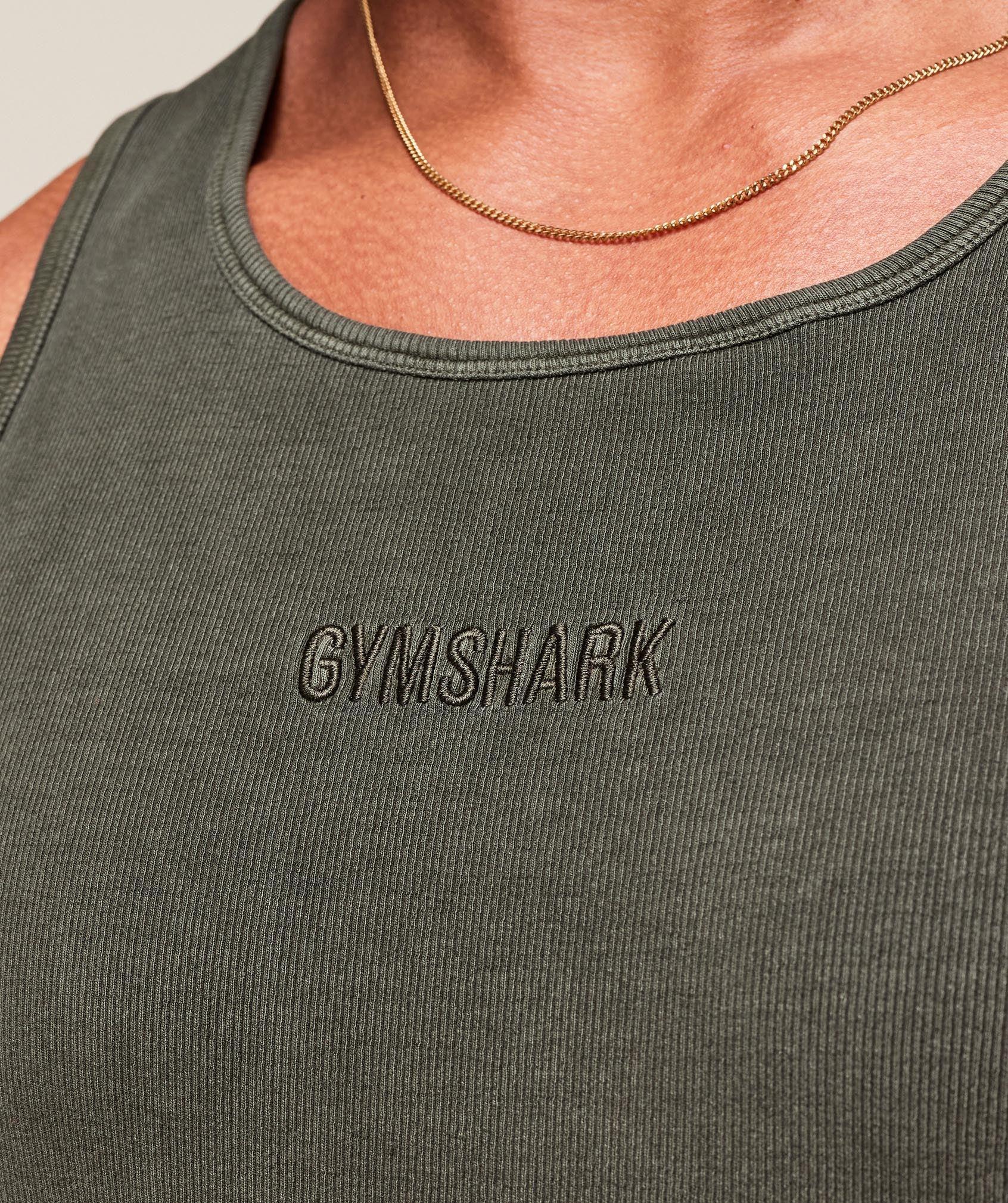 Gymshark Washed Premium Ribbed Tank - Strength Green Male Product Image