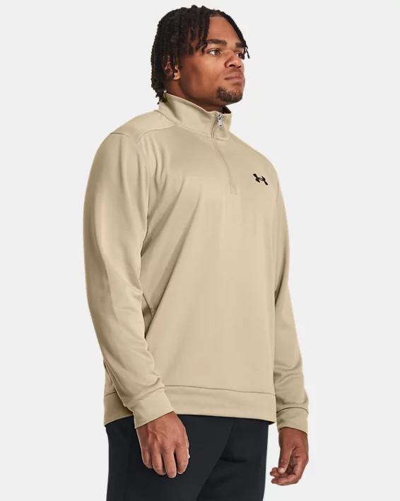 Mens Under Armour 1/4-Zip Fleece Pullover Black Navy Product Image