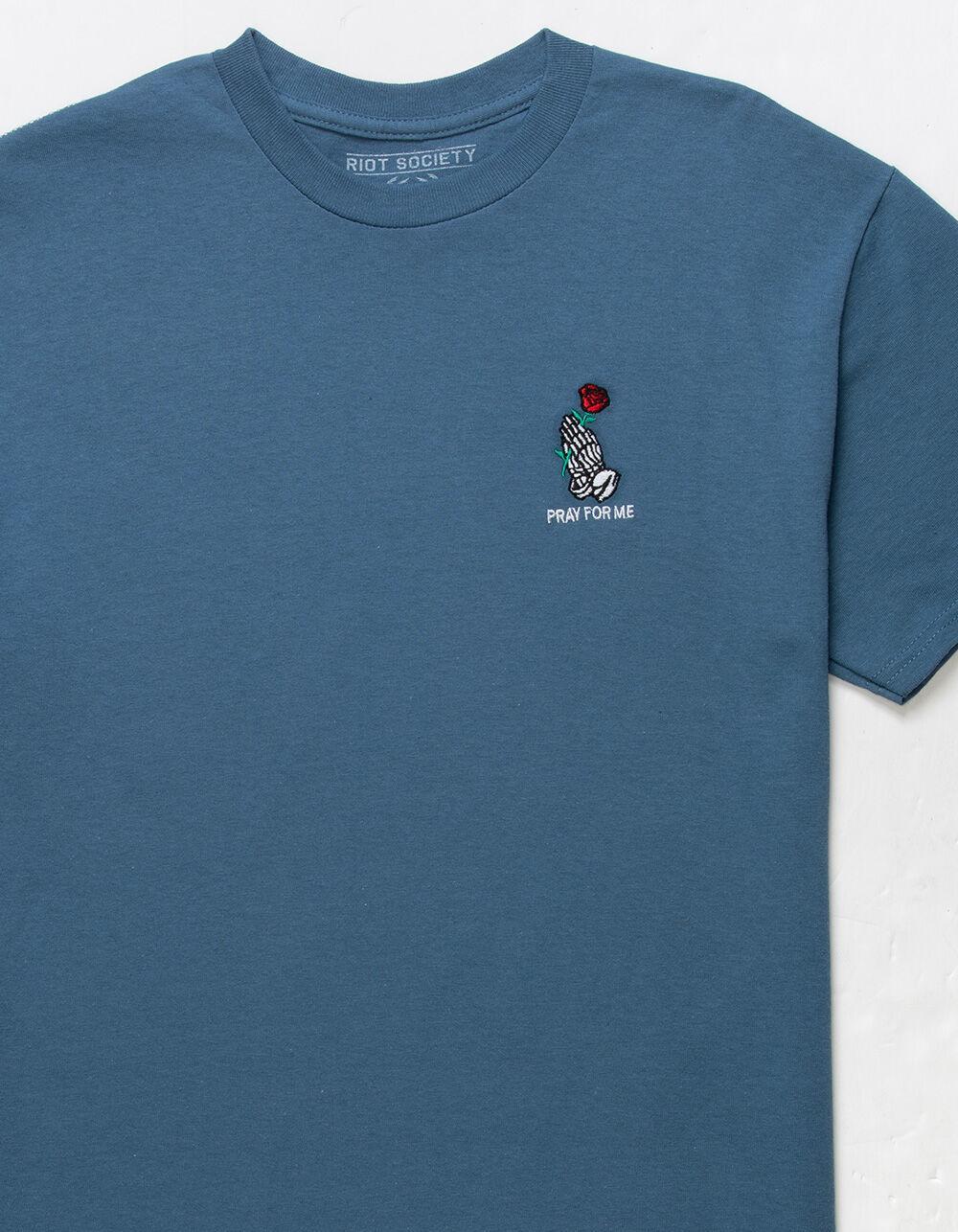 RIOT SOCIETY Pray For Me Embroidered Mens Tee - BLUE Product Image