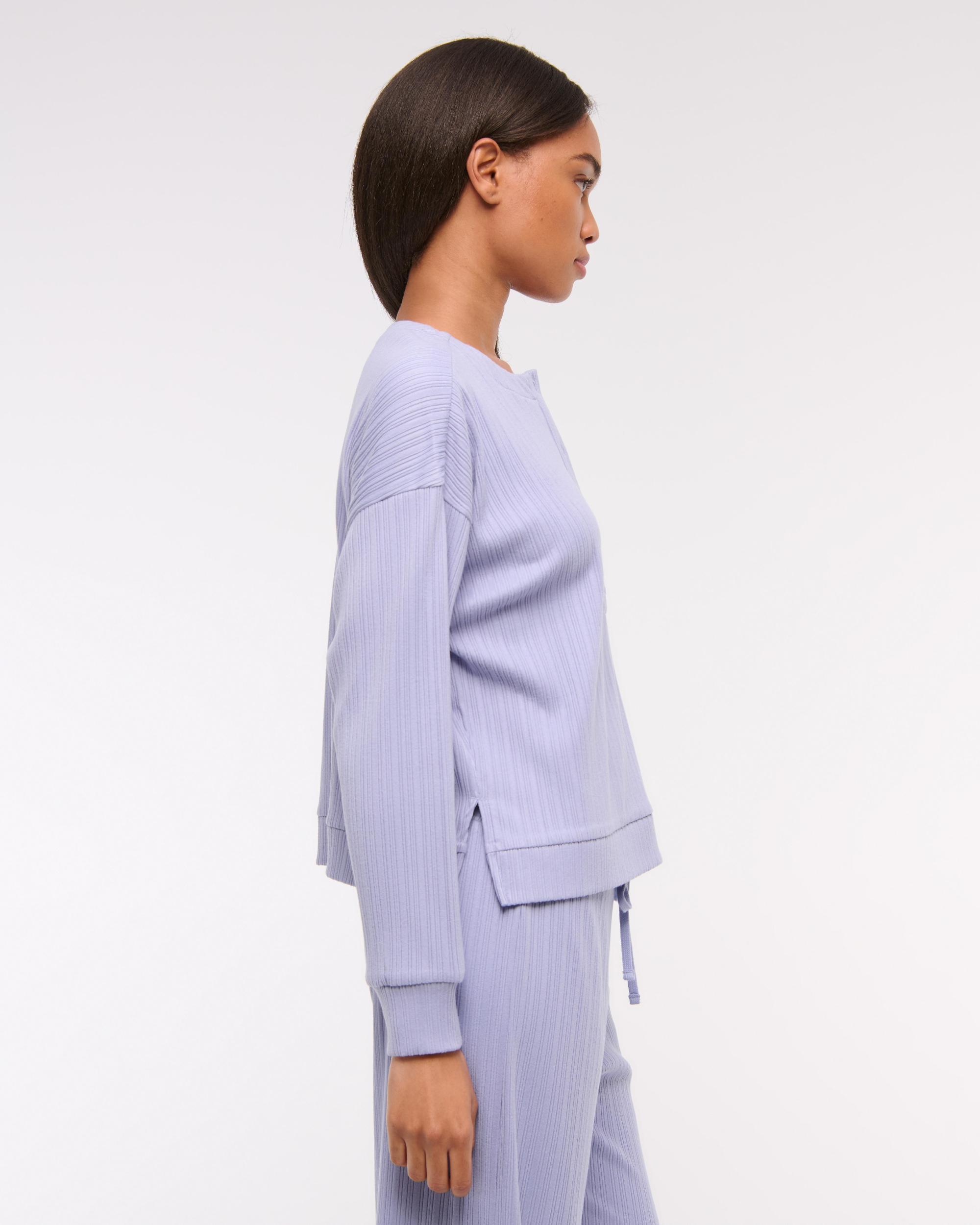 Lounge Wide Rib Henley Sweatshirt Product Image