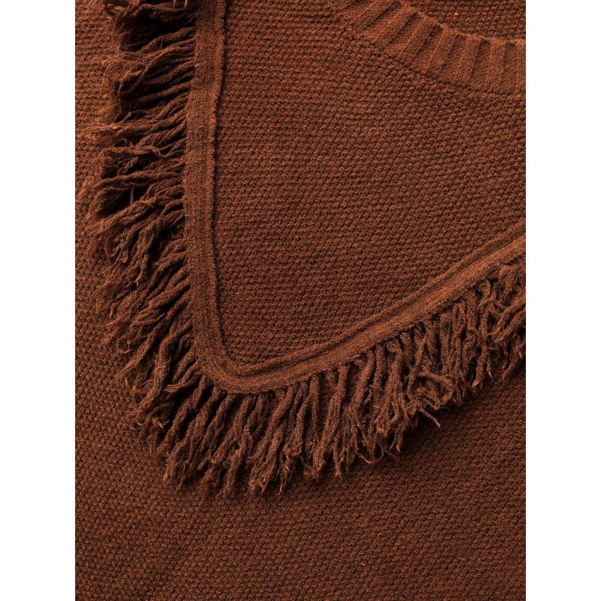 Plus Size Tassel-Front High Neck Pullover DarkBrown Women Casual Long Sleeve Round Neck Everyday Pullovers BloomChic 30/6X Product Image