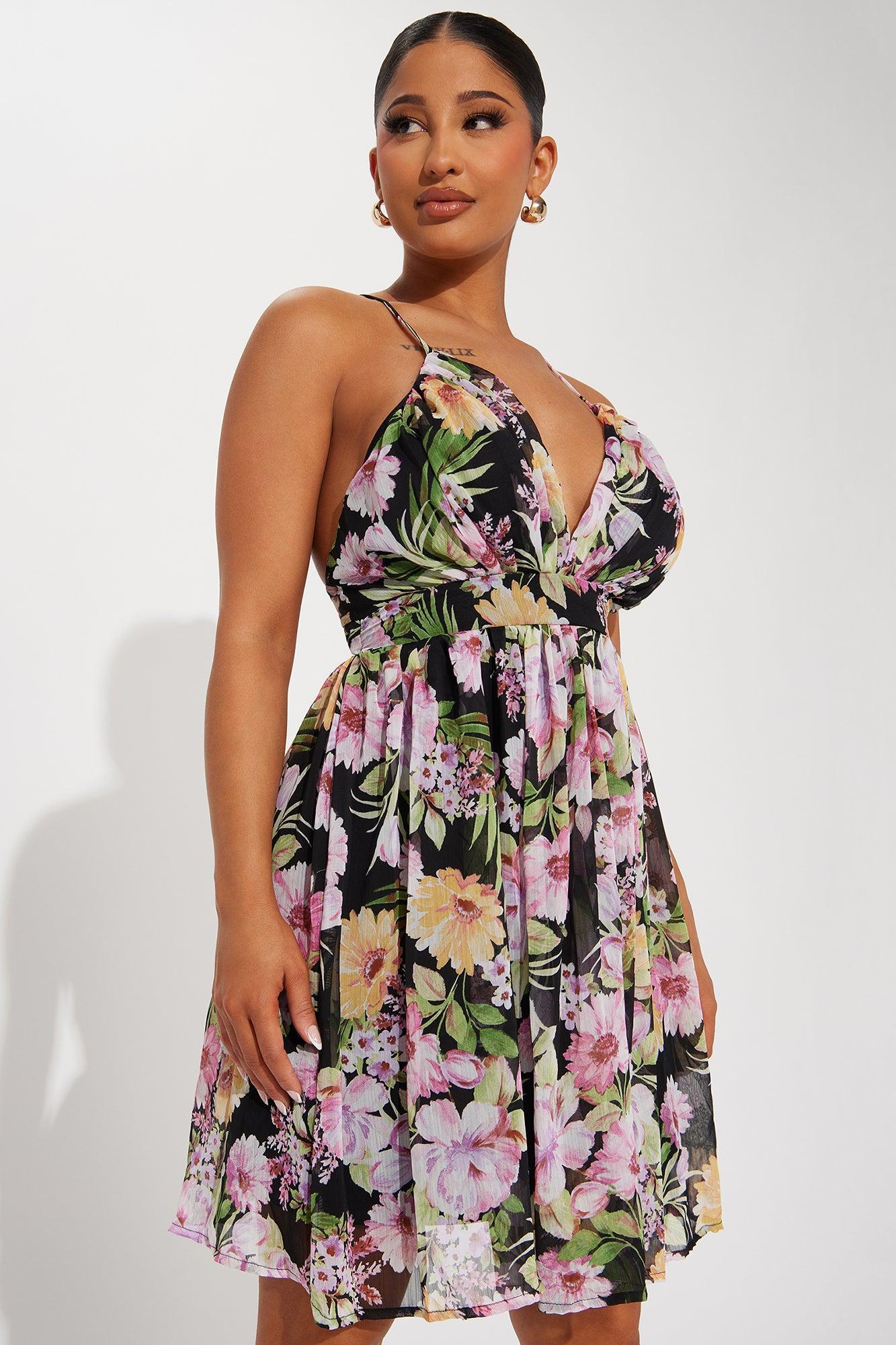 Althaia Chiffon Mini Dress - Black/combo Product Image