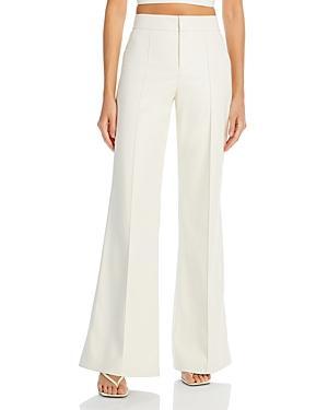 Alice and Olivia Dylan High Waist Wide Leg Pants in Ecru Vegan Leather Product Image