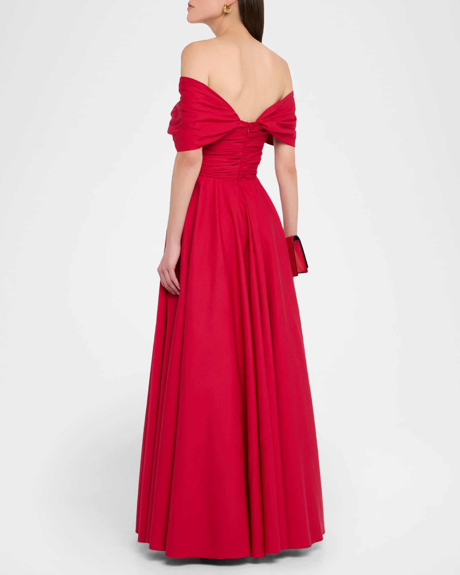 Off-The-Shoulder Popeline Maxi Dress Product Image