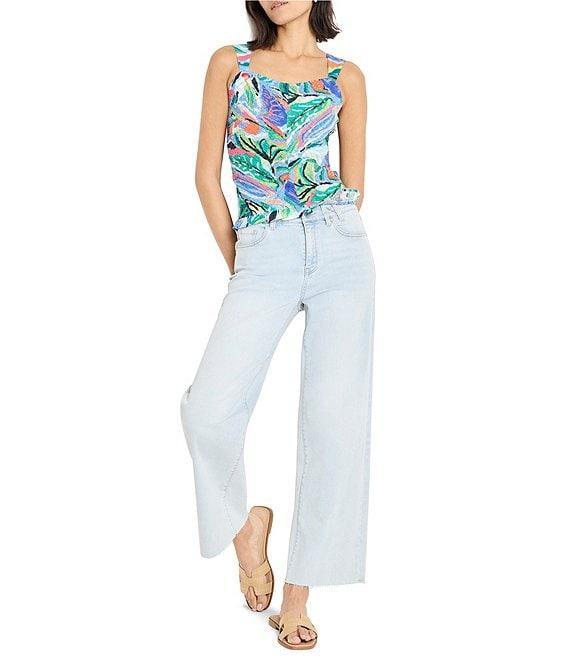 NIC + ZOE Island Beat Smocked Scoop Neck Sleeveless Ruffle Tank Product Image