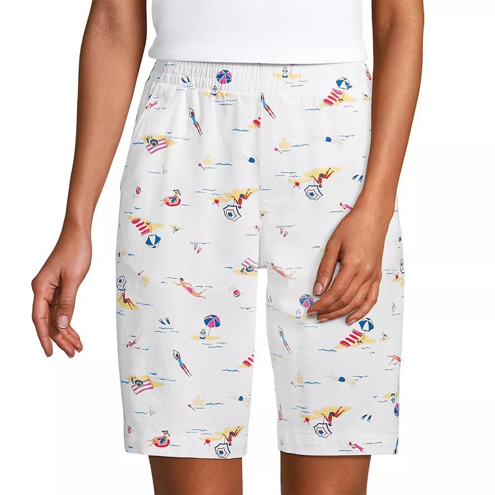 Women's Lands' End Pull-On Chino Bermuda Shorts, Size: 8, White Beach Scenic Product Image