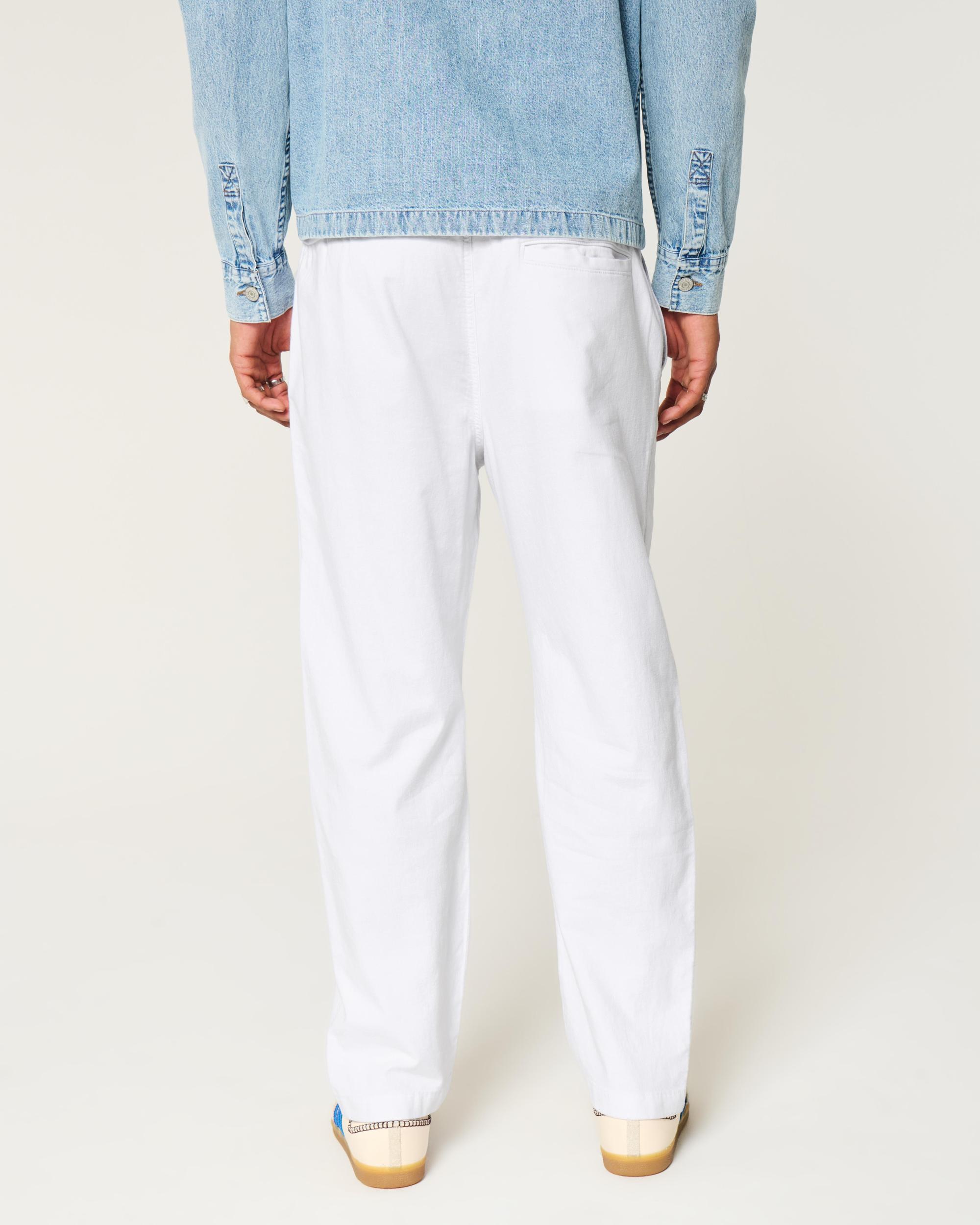 Linen-Blend Loose Pull-On Pants Product Image