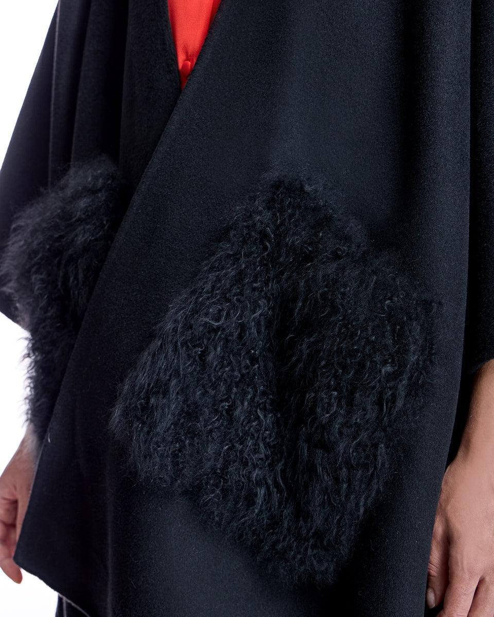 Julia & Stella by Maximilian Wool Blend Ruana with Plush Cashmere Goat Trim-Maximilian Product Image