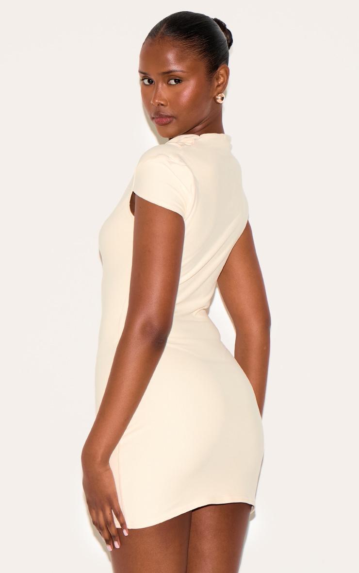  Almond Soft Touch High Neck Cowl Bodycon Dress Product Image